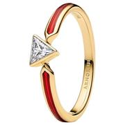 Marvel Iron Man 14k Gold-Plated Ring with Clear Cubic Zirconia and Red Enamel