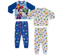 Marvel Iron Man Awesome Friends, Lote de 2, Coton Ensemble de Pyjama à Manches Longues, Blue/White, 4-5 Ans: 110cm, Bleu