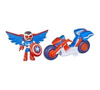 Marvel – Figurine et véhicule – Captain America (Sam Wilson) – 7,5 cm, Super Moto – dès 3 ans