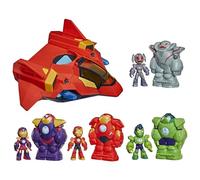 Marvel Iron Man et Ses Amis Extraordinaires Jet-Armure géant Ultime, Figurines de 7,5 cm, armures Mecha et véhicule, dès 3 Ans