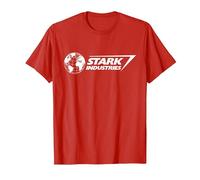 Marvel Iron Man Stark Industries Logo White T-Shirt, Homme, Rouge, M