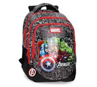 Marvel Joumma Team Avengers Sac à dos d'école double compartiment pour ordinateur portable 15,6" Noir 28 x 42 x 14 cm PVC 16,46L