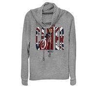 Marvel Junior's What If Big Carter Women's Long Sleeve Cowl Neck Pullover, Gray Heather, 3X-Large