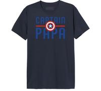 Marvel Legend Icon Official Captain Papa Men's T-Shirt - Casual Top, Soft Cotton, Modern Fit,Crew Neck,Captain America Hero Rogers_Noir, Taille Small