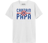 Marvel Legend Icon Official Captain Papa Men's T-Shirt - Casual Top, Soft Cotton, Modern Fit,Crew Neck,Captain America Hero Rogers_White, Taille Small