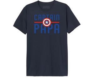 Marvel Legend Icon Official Captain Papa Men's T-Shirt - Casual Top, Soft Cotton, Modern Fit,Crew Neck,Captain America Hero Rogers_Navy, Taille Small
