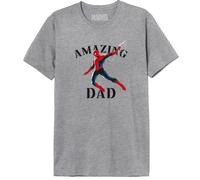 Marvel Legend Icon Officiel Amazing Dad imprimé T-Shirt pour Hommes Col Ras du Cou Manches Courtes Coton Coupe régulière,Gris Melange_XL