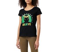 Marvel Legend Icon Officiel Believe in Loki imprimé T-Shirt pour Femme Col Ras du Cou Manches Courtes Coton Coupe régulière,Noir_Medium