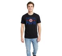 Marvel Legend Icon Officiel Captain Papa imprimé T-Shirt pour Hommes Col Ras du Cou Manches Courtes Coton Coupe régulière,Noir_XXL
