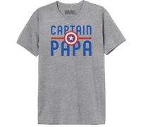 Marvel Legend Icon Officiel Captain Papa imprimé T-Shirt pour Hommes Col Ras du Cou Manches Courtes Coton Coupe régulière,Gris Melange_M