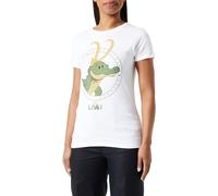Marvel Legend Icon Officiel Crocodile Loki imprimé T-Shirt pour Femme Col Ras du Cou Manches Courtes Coton Coupe régulière,Blanc_X-Large