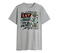 Marvel Legend Icon Officiel Eat Sleep Save The World imprimé T-Shirt pour Hommes Col Ras du Cou Manches Courtes Coton Coupe régulière,Gris Melange_XS