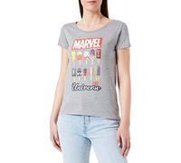 Marvel Legend Icon Officiel Eat Universe imprimé T-Shirt pour Femme Col Ras du Cou Manches Courtes Coton Coupe régulière,Gris Melange_XX-Large