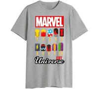 Marvel Legend Icon Officiel Eat Universe imprimé T-Shirt pour Hommes Col Ras du Cou Manches Courtes Coton Coupe régulière,Gris Melange_XXL
