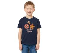 Marvel Legend Icon Officiel Ginger Hero Cookies imprimé T-Shirt pour Garçon Col Ras du Cou Manches Courtes Coton Coupe régulière,Navy-Taille 10 Ans
