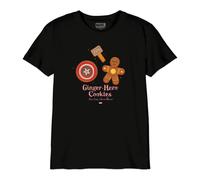 Marvel Legend Icon Officiel Ginger Hero Cookies imprimé T-Shirt pour Garçon Col Ras du Cou Manches Courtes Coton Coupe régulière,Noir_Taille 6 Ans