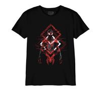 Marvel Legend Icon Officiel Glitch Multiverse Morales imprimé T-Shirt pour Garçon Col Ras du Cou Manches Courtes Coton Coupe régulière,Noir_Taille 8 Ans