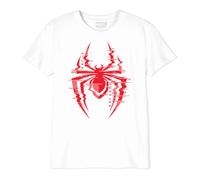 Marvel Legend Icon Officiel Glitch Transition Spider imprimé T-Shirt pour Garçon Col Ras du Cou Manches Courtes Coton Coupe régulière,Blanc_Taille 12 Ans