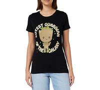 Marvel Legend Icon Officiel Groot Cutest Guardians of The Galaxy imprimé T-Shirt pour Femme Col Ras du Cou Manches Courtes Coton Coupe régulière,Noir_Large
