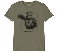 Marvel Legend Icon Officiel Guardians of The Galaxy - Strong Groot imprimé T-Shirt pour Garçon Col Ras du Cou Manches Courtes Coton Coupe régulière,Kaki_Taille 10 Ans