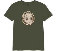 Marvel Legend Icon Officiel I Am Groot Poster imprimé T-Shirt pour Garçon Col Ras du Cou Manches Courtes Coton Coupe régulière,Kaki_Taille 10 Ans