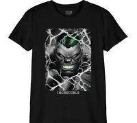 Marvel Legend Icon Officiel Incredible Hulk imprimé T-Shirt pour Garçon Col Ras du Cou Manches Courtes Coton Coupe régulière,Noir_Taille 8 Ans