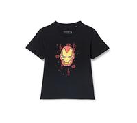 Marvel Legend Icon Officiel Iron-Man Holidays Christmas Elements imprimé T-Shirt pour Garçon Col Ras du Cou Manches Courtes Coton Coupe régulière,Noir_Taille 6 Ans