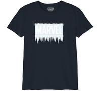 Marvel Legend Icon Officiel Logo Frozen imprimé T-Shirt pour Garçon Col Ras du Cou Manches Courtes Coton Coupe régulière,Navy_Taille 10 Ans