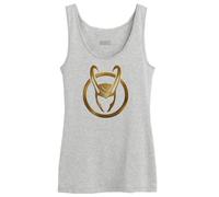 Marvel Legend Icon Officiel Loki Crown imprimé T-Shirt pour Femme Col Ras du Cou Manches Courtes Coton Coupe régulière,Gris Melange_Small