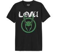 Marvel Legend Icon Officiel Loki TV imprimé T-Shirt pour Hommes Col Ras du Cou Manches Courtes Coton Coupe régulière,Noir_XS
