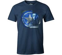 Marvel Legend Icon Officiel Men's Falcon and Winter Soldier imprimé T-Shirt pour Hommes Col Ras du Cou Manches Courtes Coton Coupe régulière,Denim_L