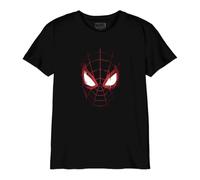 Marvel Legend Icon Officiel Miles Glitch Mask imprimé T-Shirt pour Garçon Col Ras du Cou Manches Courtes Coton Coupe régulière,Noir_Taille 6 Ans