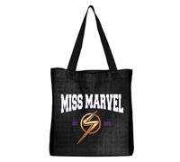 Marvel LEGEND ICON Officiel Miss Est 2023 imprimés 100% coton |Réutilisable | Longue poignée | Voyages et achats |Sac fourre-tout 38 * 40 CM,Taille unique,Noir
