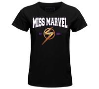 Marvel Legend Icon Officiel Miss imprimé T-Shirt pour Femme Col Ras du Cou Manches Courtes Coton Coupe régulière,Noir_Medium