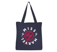 Marvel LEGEND ICON Officiel Miss imprimés 100% coton |Réutilisable | Longue poignée | Voyages et achats |Sac fourre-tout 38 * 40 CM,Taille unique,Navy