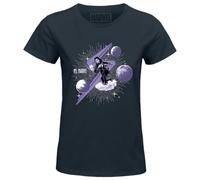 Marvel Legend Icon Officiel Ms imprimé T-Shirt pour Femme Col Ras du Cou Manches Courtes Coton Coupe régulière,Navy_Medium