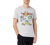 Marvel Legend Icon Officiel My Father, My Hero Avengers imprimé T-Shirt pour Hommes Col Ras du Cou Manches Courtes Coton Coupe régulière,Gris Melange_M