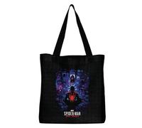 Marvel LEGEND ICON Officiel New York Morales imprimés 100% coton |Réutilisable | Longue poignée | Voyages et achats |Sac fourre-tout 38 * 40 CM,Taille unique,Noir
