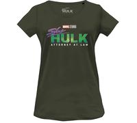 Marvel Legend Icon Officiel She Hulk Attorney at Law imprimé T-Shirt pour Femme Col Ras du Cou Manches Courtes Coton Coupe régulière,Kaki_Medium