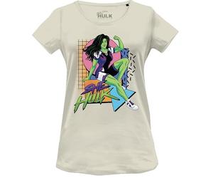 Marvel Legend Icon Officiel She Hulk Comic Poster imprimé T-Shirt pour Femme Col Ras du Cou Manches Courtes Coton Coupe régulière,Natural_Medium