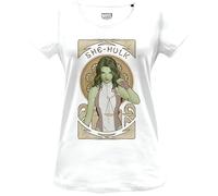 Marvel Legend Icon Officiel She Hulk imprimé T-Shirt pour Femme Col Ras du Cou Manches Courtes Coton Coupe régulière,Blanc_Small