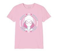 Marvel Legend Icon Officiel Spider-Gwen imprimé T-Shirt pour Garçon Col Ras du Cou Manches Courtes Coton Coupe régulière,Rose_Taille 12 Ans