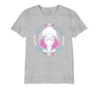 Marvel Legend Icon Officiel Spider-Gwen imprimé T-Shirt pour Garçon Col Ras du Cou Manches Courtes Coton Coupe régulière,Gris Melange_Taille 14 Ans