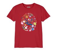 Marvel Legend Icon Officiel Spider-Man with Eggs Easter imprimé T-Shirt pour Garçon Col Ras du Cou Manches Courtes Coton Coupe régulière,Rouge_Taille 6 Ans