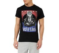 Marvel Legend Icon Officiel Vote Loki Multiverse imprimé T-Shirt pour Hommes Col Ras du Cou Manches Courtes Coton Coupe régulière,Noir_S
