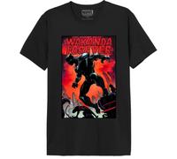 Marvel Legend Icon Officiel Wakanda Forever imprimé T-Shirt pour Hommes Col Ras du Cou Manches Courtes Coton Coupe régulière,Noir_S