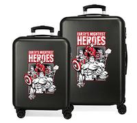 Marvel Les Avengers Mightiest Heroes Jeu de valises noires 55/68 cm rigides ABS fermeture à combinaison latérale 104 L 2,66 kg 4 roues doubles bagage à main