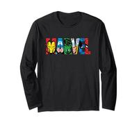 Marvel Logo Classic Avengers & Spider-Man Retro Comic Art Manche Longue