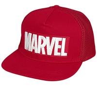 Marvel Logo Snapback Casquette Rouge, Blanche, brodée, Taille réglable, Taille Adulte.