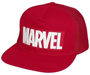 Marvel Logo Snapback Casquette Rouge, Blanche, brodée, Taille réglable, Taille Adulte.
